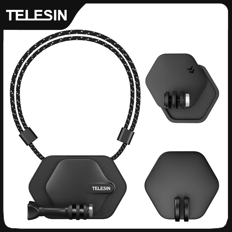 TELESIN 마그네틱 카메라 넥 거치대 마운트 걸이 브래킷 퀵릴리즈, 고프로 12 11 10 액션 4 insta360 X3 액션 카메라용