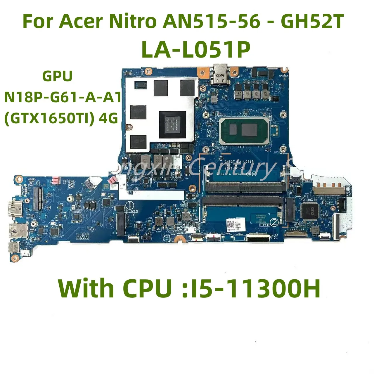 

_ Подходит для Acer LA-L051P-GH52T Материнская плата ноутбука с I5-11300H CPU GPU AN515-56 (GTX1650TI) 4G 100% Ttest