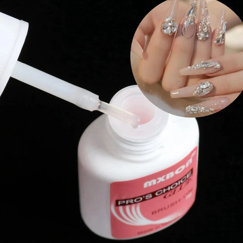 7g*3jars/set Quick Drying Nail Glue Super-Strong False Nail &Nail Rhinestones Glue With Brush Acrylic Manicure Clear Beauty Glue 4