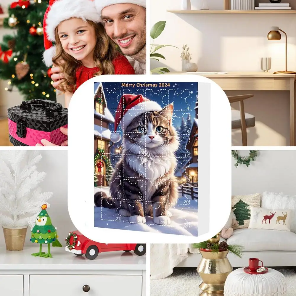 Description Picture 5 of itemCartoon Cat Ornament Calendar 2024 Christmas Countdown Advent Calendar Wall Decoration for Holiday Party Stocking Stuffer Xmas