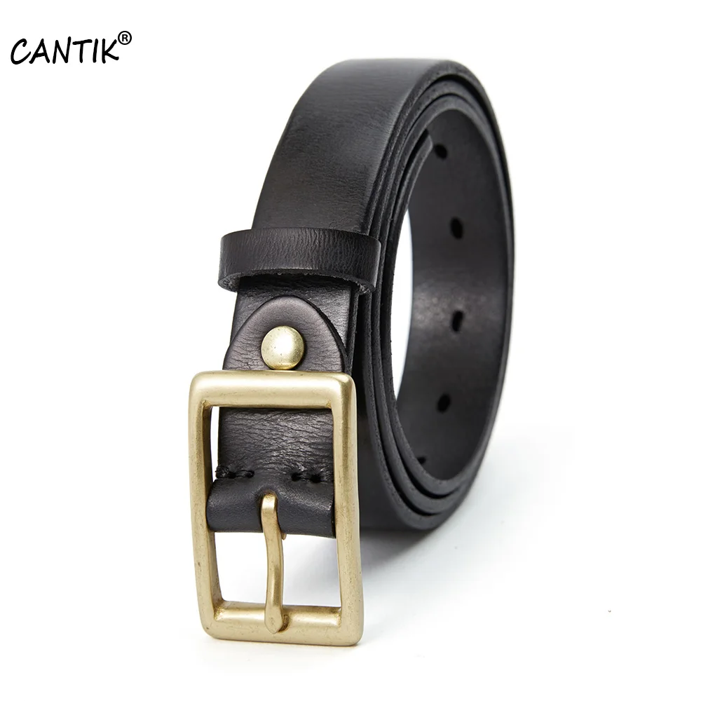 CANTIK Top Quality 100% Pure Cow Genuine Leather Belts Retro Style Copper Pin Buckle Metal Female Styles Accessories 2.8cm Width