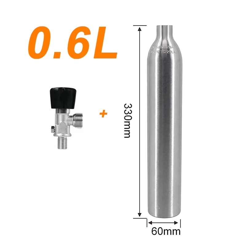 Fish Tank CO2 Cylinder 0.6L 1L CO2 Explosion-proof Oxygen Filled Generator Aquarium Aluminum alloy High-pressure Cylinder
