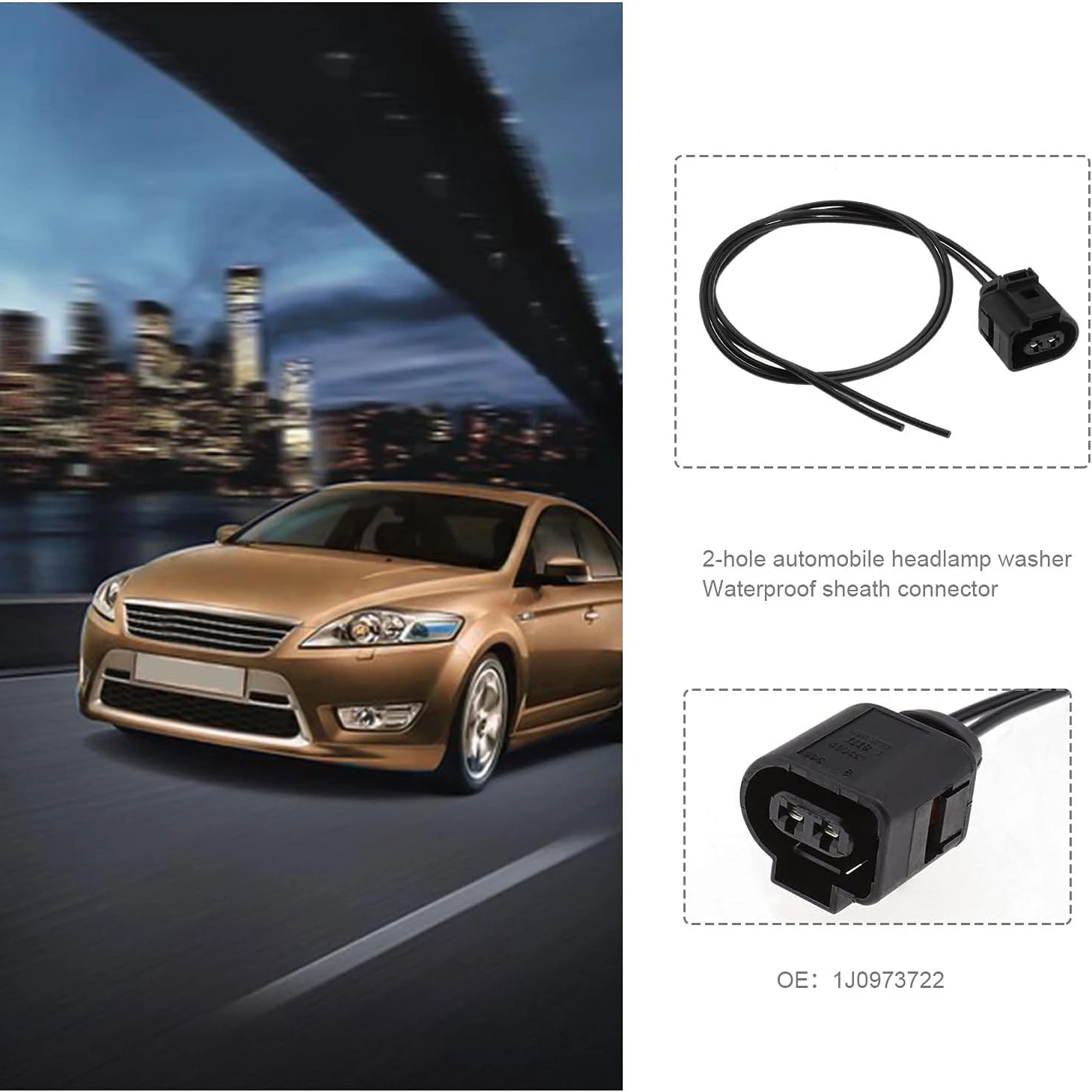 2 Pin Waterproof Connector Wiring Harness Horn Plug Rear Hand Auto Sensor CAR Connector 1J0973722A 1717692