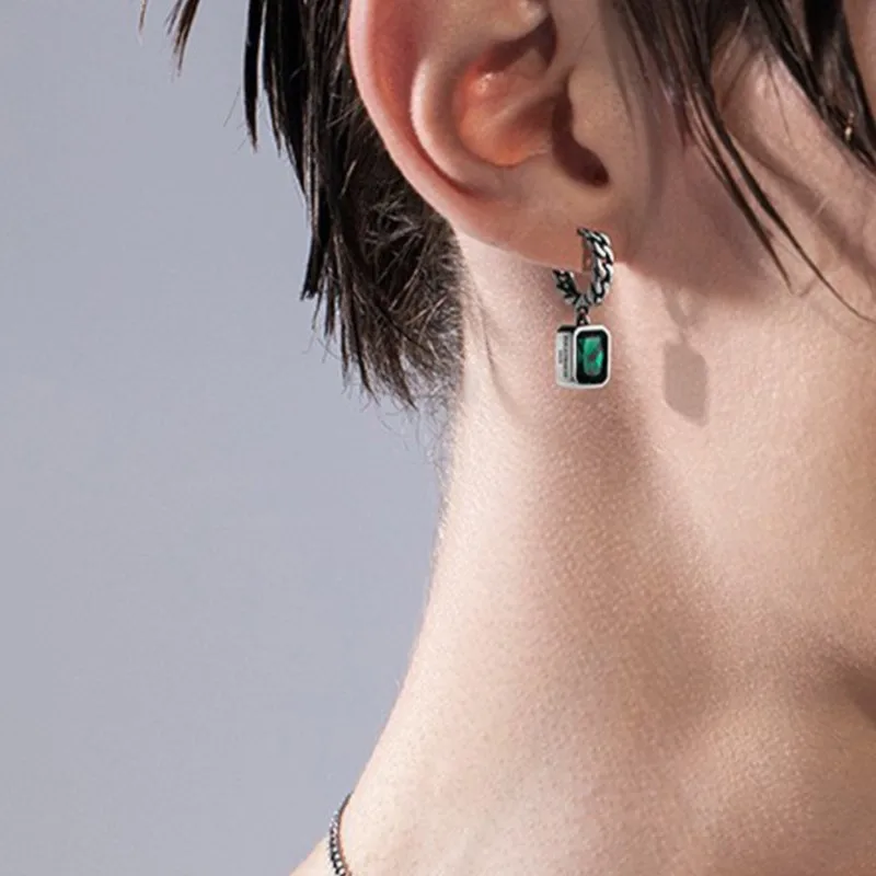 Luxury Green Zircon Hoop Earrings for Women Couples Delicate CZ Dangle Earring Party Jewelry Gifts