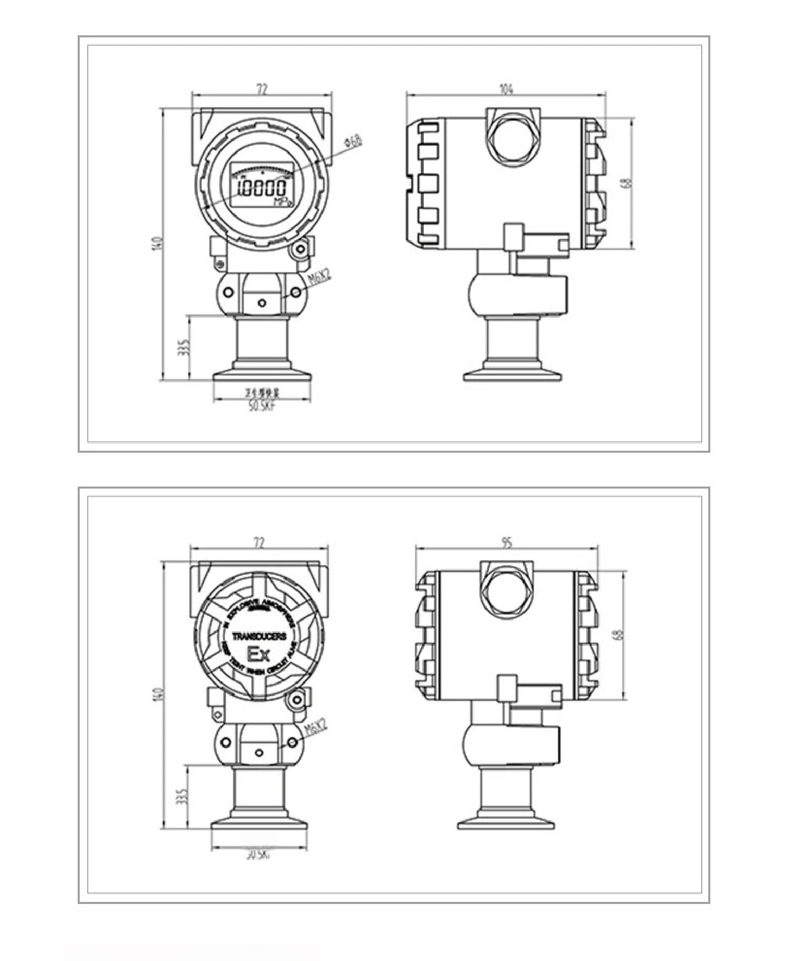 PCM400KF Sanitary Digital Pressure Transmitter Liquid Level Sensor Tri Clamp 12V
