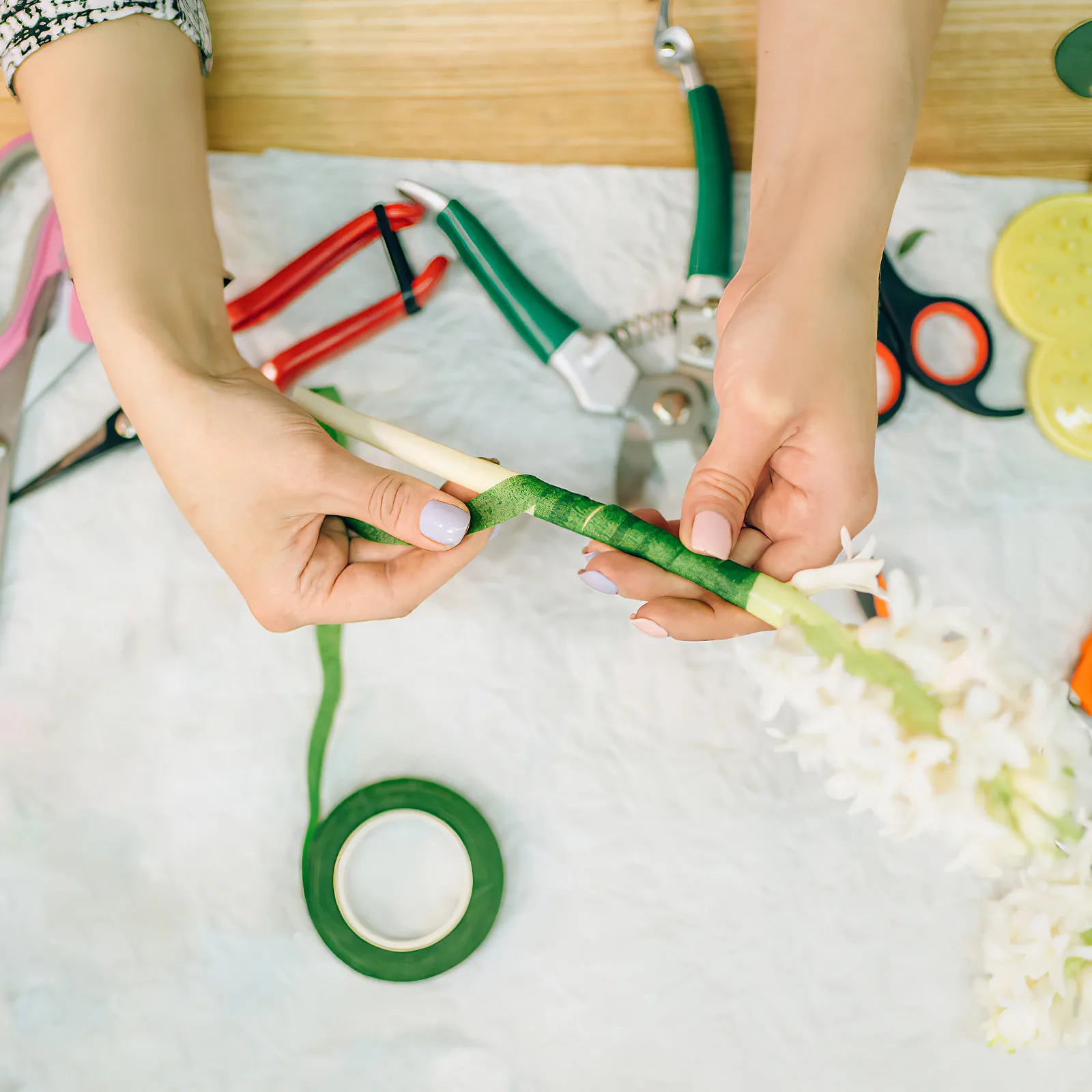 4 롤 짙은 녹색 꽃무늬 테이프 꽃 테이프 꽃다발 줄기 포장용 DIY 웨딩 꽃꽂이 인공 꽃