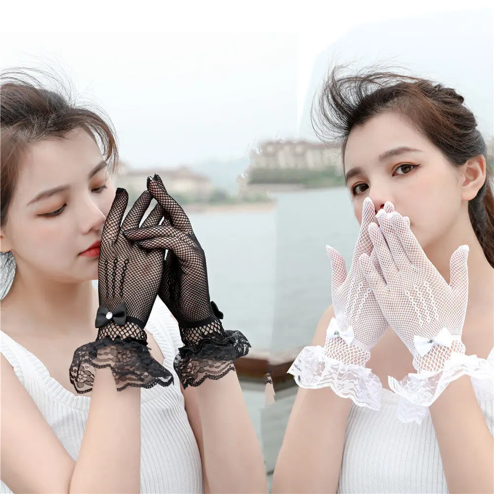 Ladies Lace Gloves Fishnet Mittens Fashion Costume Cosplay