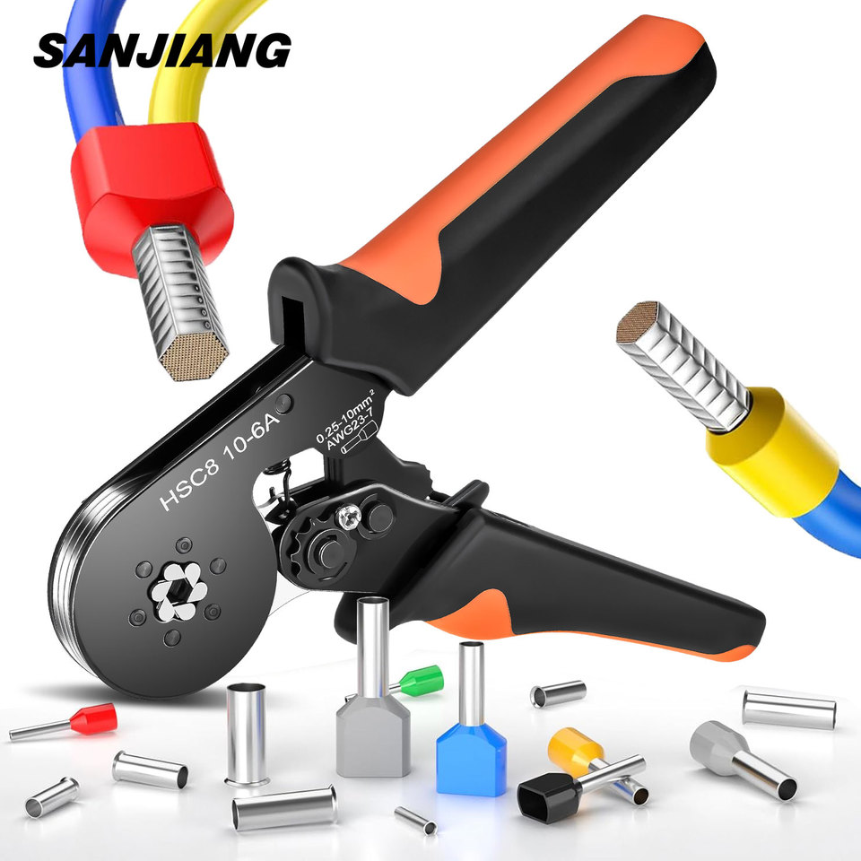 Crimping tool HSC8 6-4 0.25-10mm for ferrule tubular terminals Â² 23-7AWG Ferrule Crimping Clamp Set Wire Head Electrician Tools