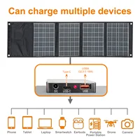 Panneau solaire Leaorld 120W, chargeur de batterie 12V, chargeur solaire rapide pliable QC3.0 PD3.0 pour téléphone, pinces, station d'alimentation, camping-cars, camping 4
