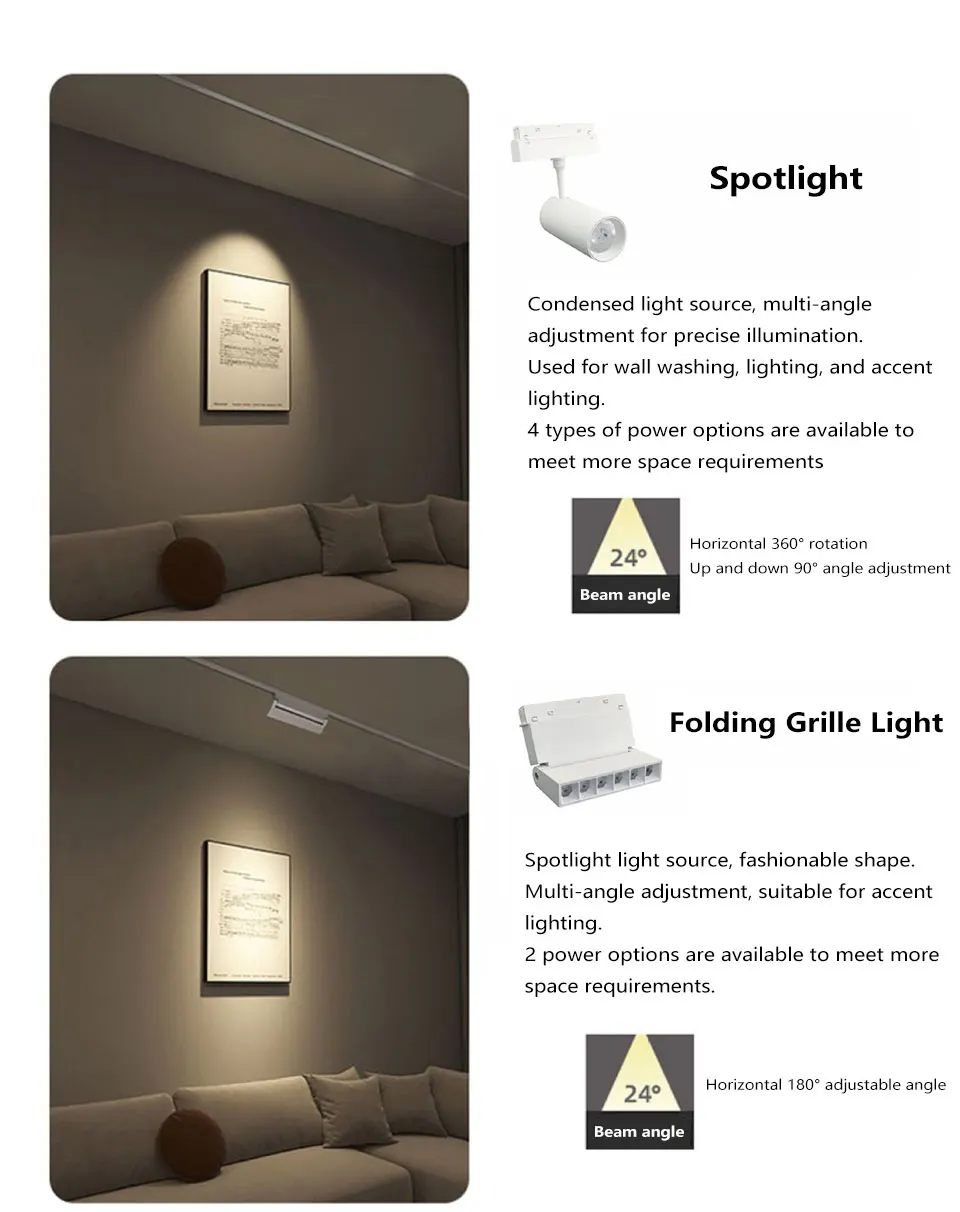 Description Picture 5 of itemWhite LED Magnetic Track Light System 48V Tuya Zigbee DALI Smart Dimmable Magnetic Track Lighting Magnet Spotlight Grille Lamp