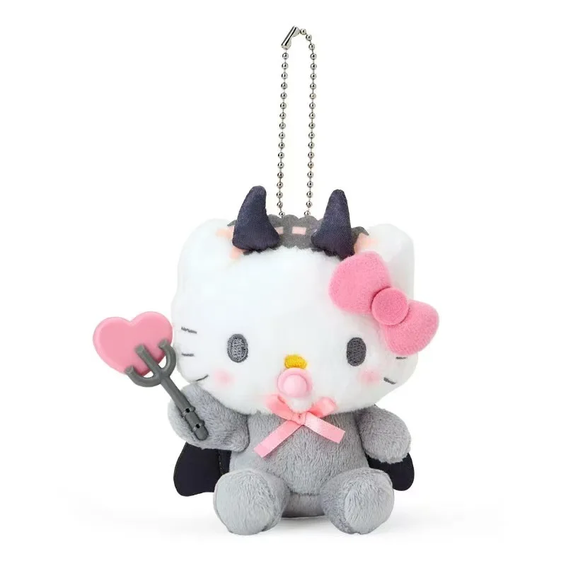 Sanrio Hello Kitty Plush Keychain Kuromi My Melody Anime Cartoon Angels Demons Plush Pendant Stuffed Toys Bag Decoration Gifts 3