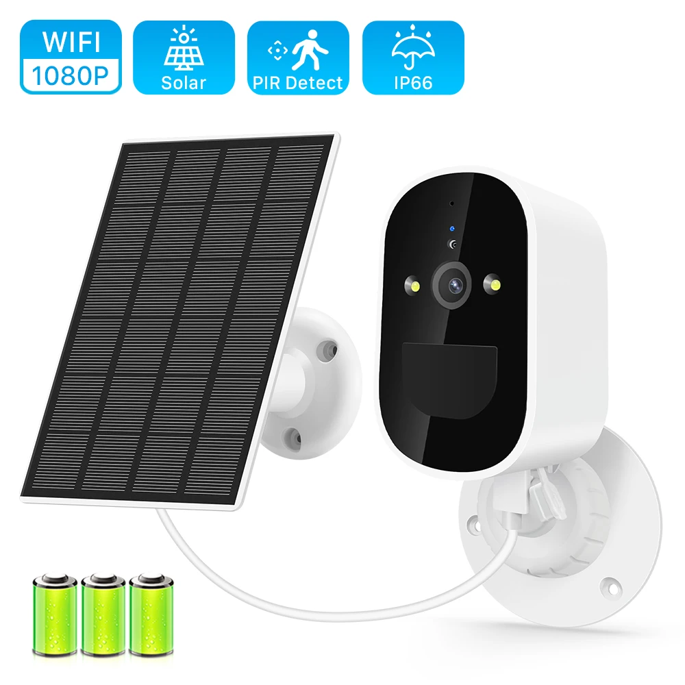 Solar Camera Wireless Wifi CCTV Security Cameras Outdoor Full HD 1080P Audio IP Camera with 6000mAh Rechargeable Battery Cam