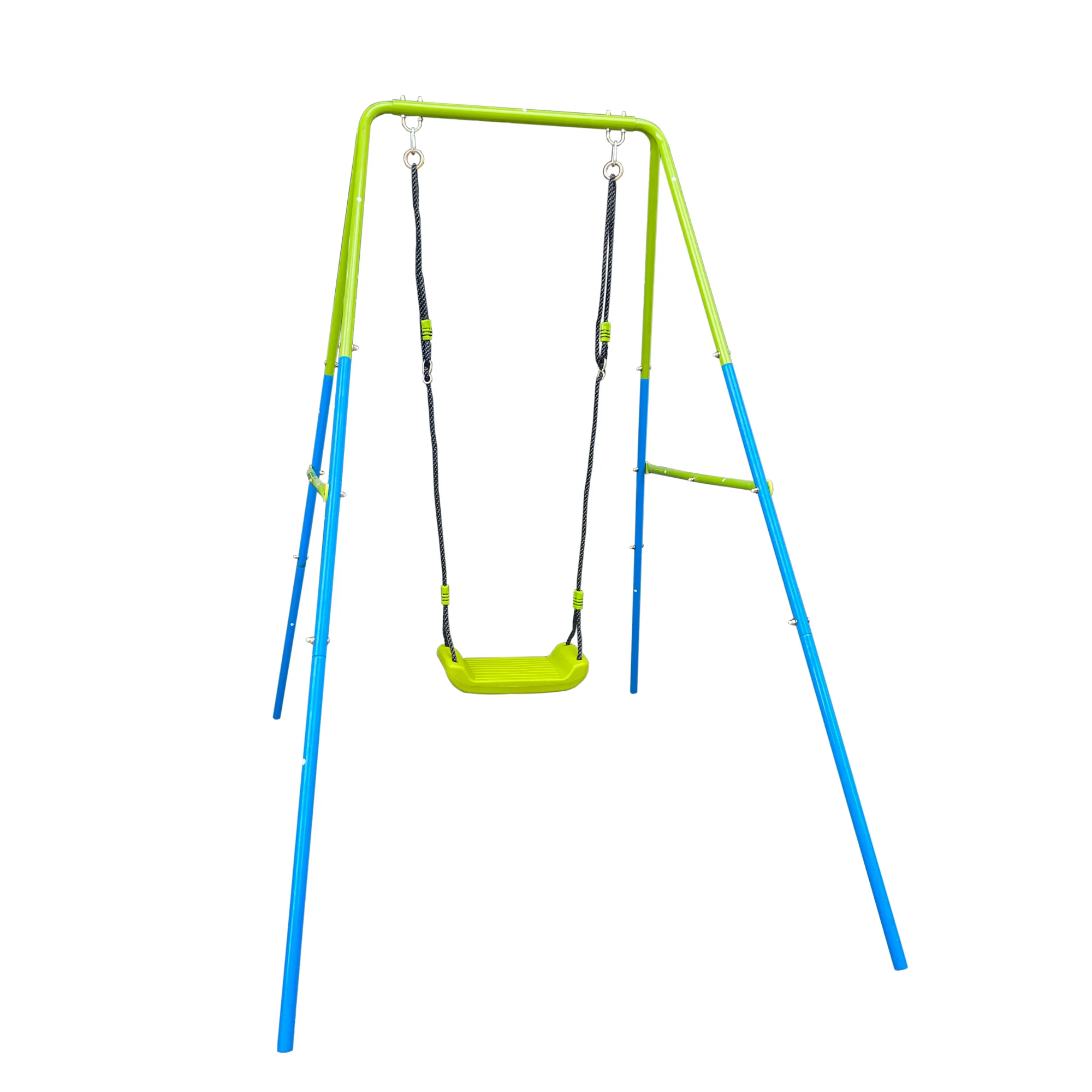 green and blue interesting 2 in 1 baby swing mental plastic safe swing set 110lbs for outdoor playground for age 3+ 4