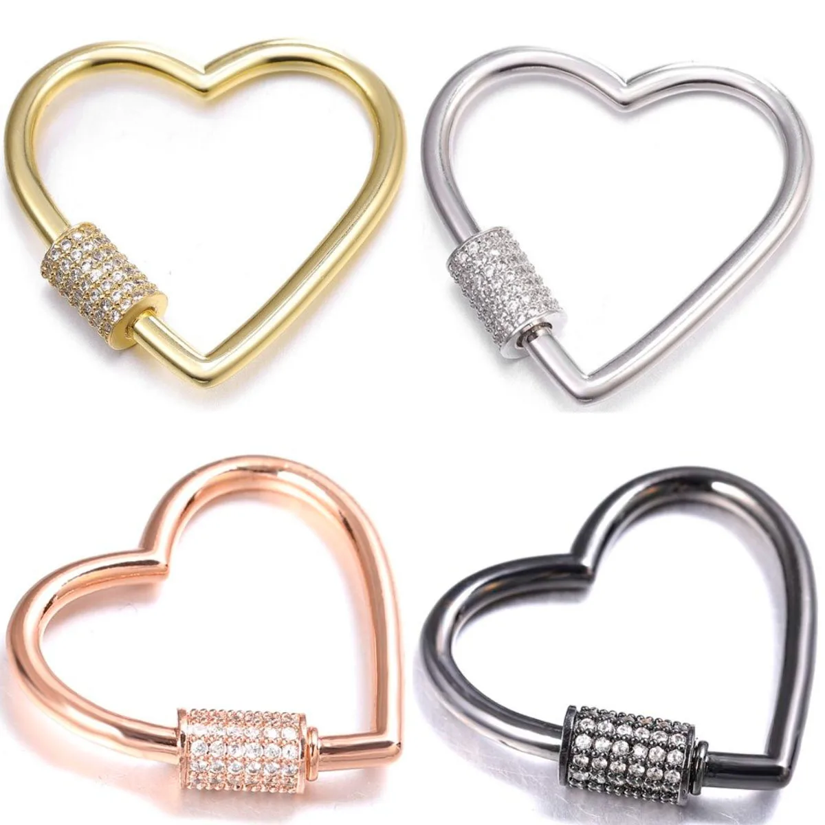 Keychain Simple Metal Heart Shaped Opening Keychain Handbag Strap Dog Chain Buckle Bag Lanyards Clip Hook DIY Accessories