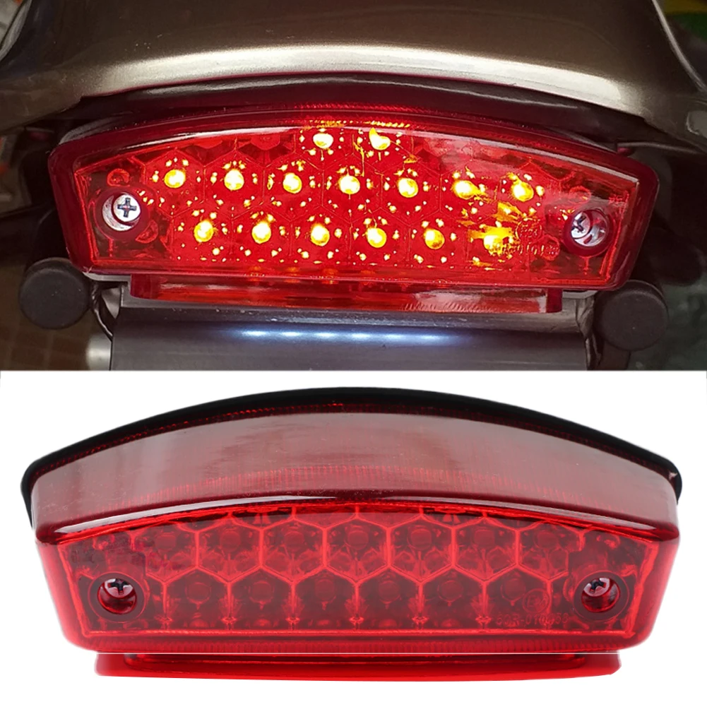Motorcycle Tail Light Universal License Plate Led Rear Brake Lamp For