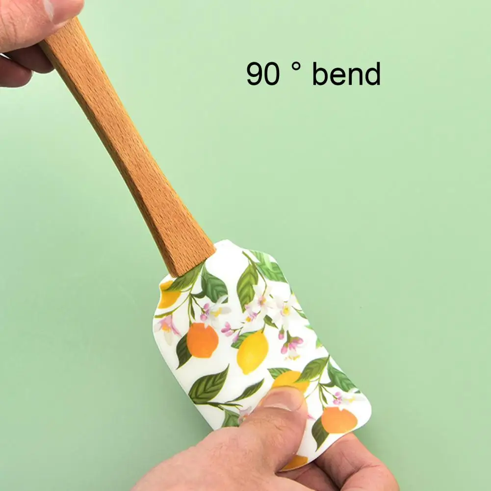 30.5cm Silicone Cake Scraper Wooden Handle Colorful Dessert Cream Spatula Flower Theme Split Butter Tools Household Supplies