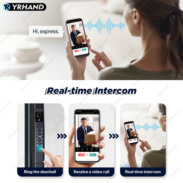 3D Face recognition lock Tuya wifi fechadura eletronico digital Waterpoof Visual intercom keyless unlock Sliding Smart Door Lock 3