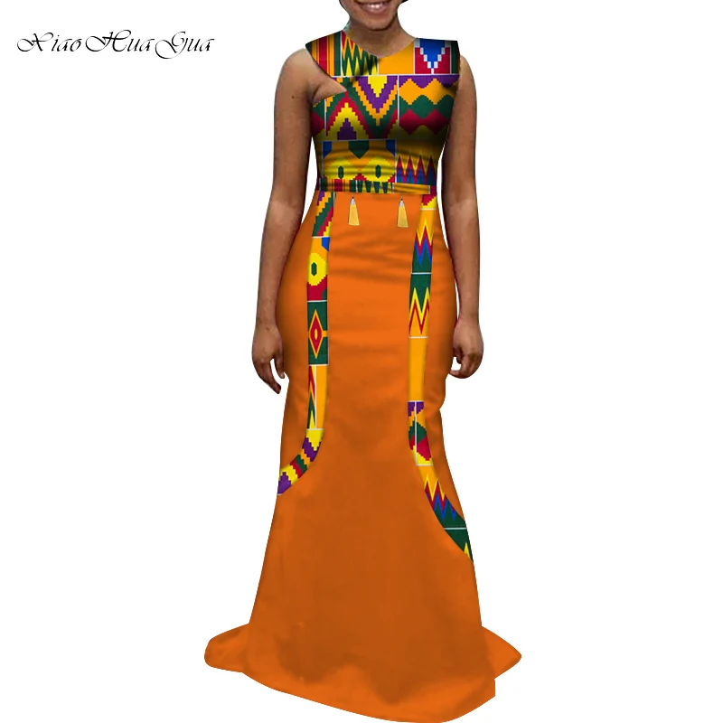 African Dresses for Women African Print Sleeveless Long Dashiki Dress Robe Africaine Wedding Maxi Dress Plus Size WY7664 african suit Africa Clothing