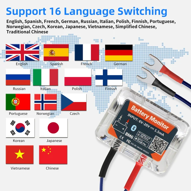 QUICKLYNKS Wireless Bluetooth 4.0 12V Battery Monitor BM6 Car