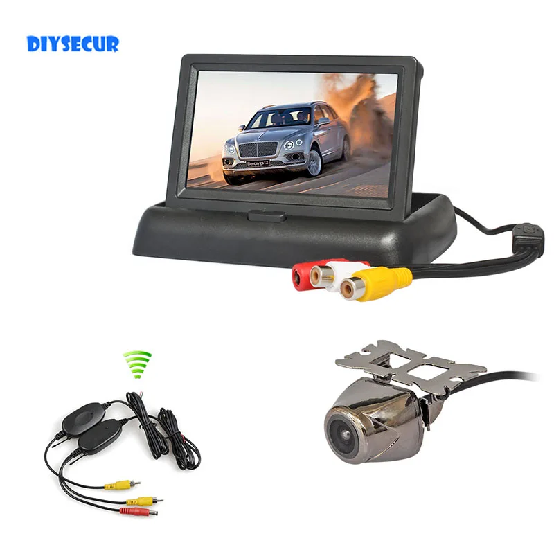 

DIYSECUR Wireless 4.3inch Car Reversing Camera Kit Back Up Car Monitor LCD Display HD Security Metal Car Rear View Camera