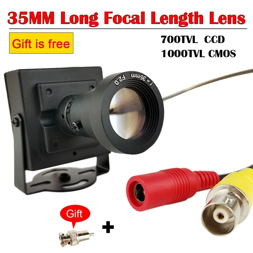 35mm Long Focal Length Lens 700TVL CCD Camera 1000TVL CCTV Security Box Color Mini Camera +RCA Adapter Car Overtaking Camer mini camera surveillance camera