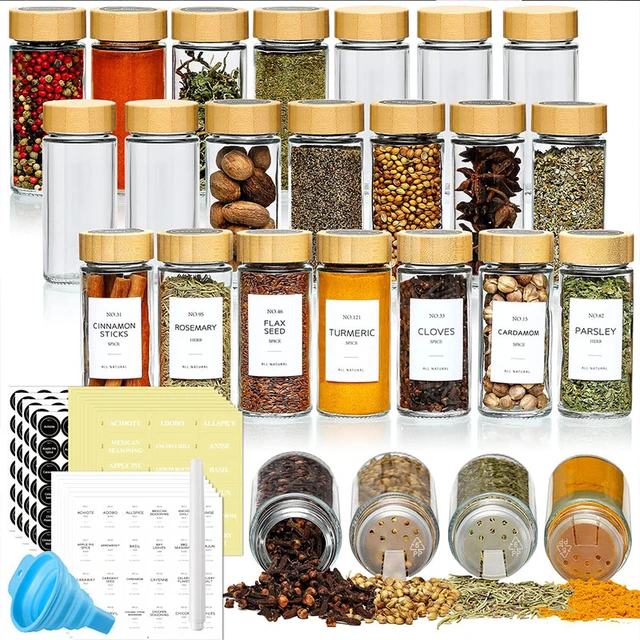 24pcs Spice Jars With Label, Thickened Glass Seasoning Jars With Bamboo  Lids, Airtight Sealing Seasoning Bottles With Silicone Funnel For Easy  Refilli