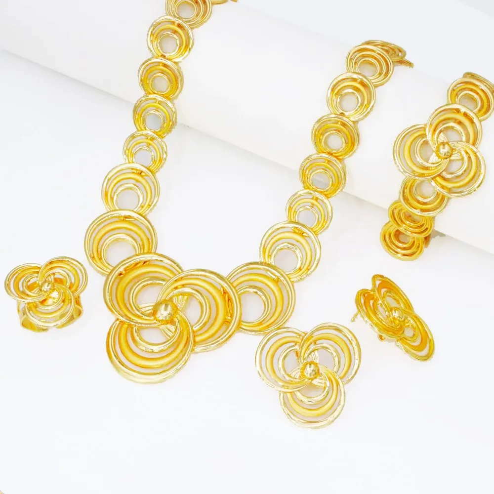 Elegant Women Necklaces Jewelry Sets Gold Color Jewelry On The Neck Wedding Party Accessories conjunto de joyeria para mujer - 3
