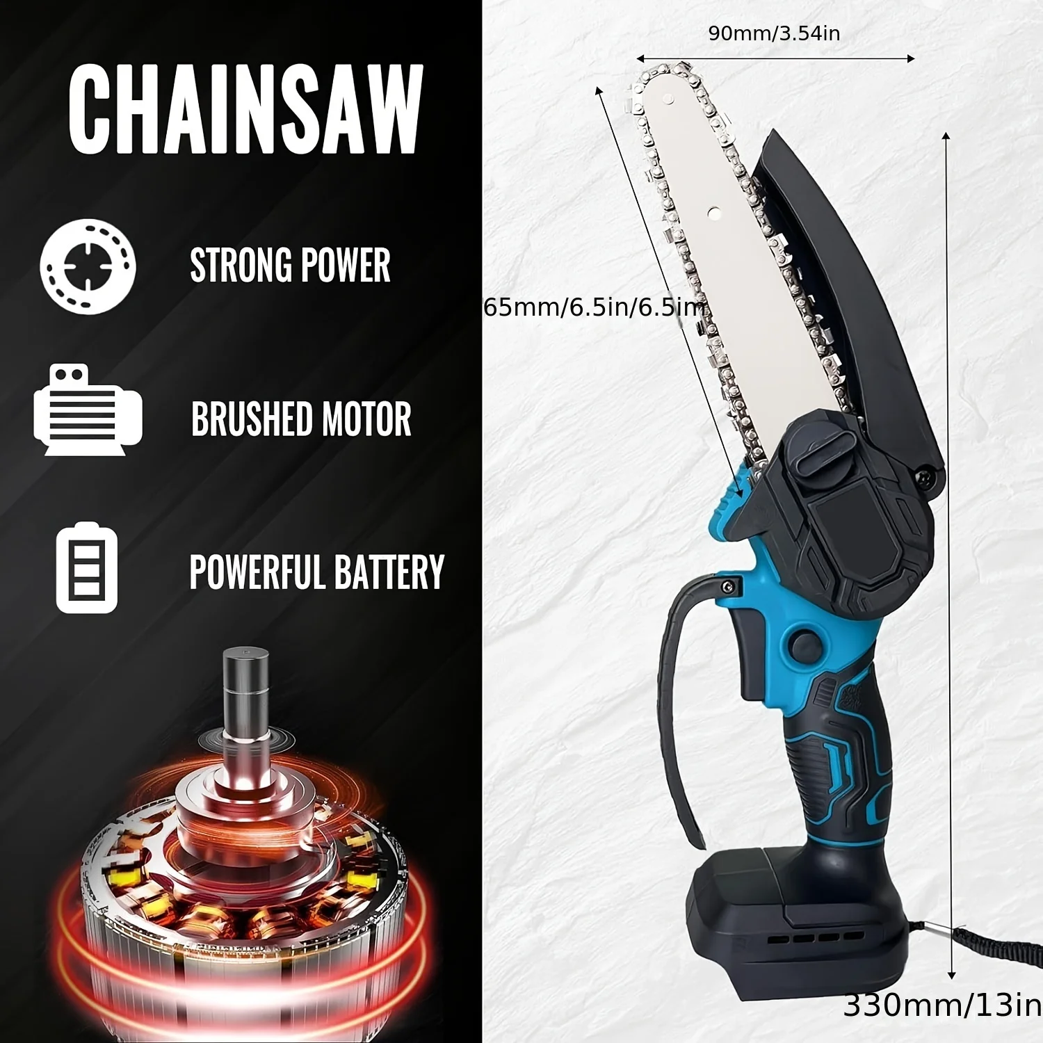 Description Picture 2 of itemMini Chainsaw Cordless 6-Inch With 2x5500mAh Battery, Handheld Chainsaw For Makita 18V Battery, Portable Electric Chainsaw