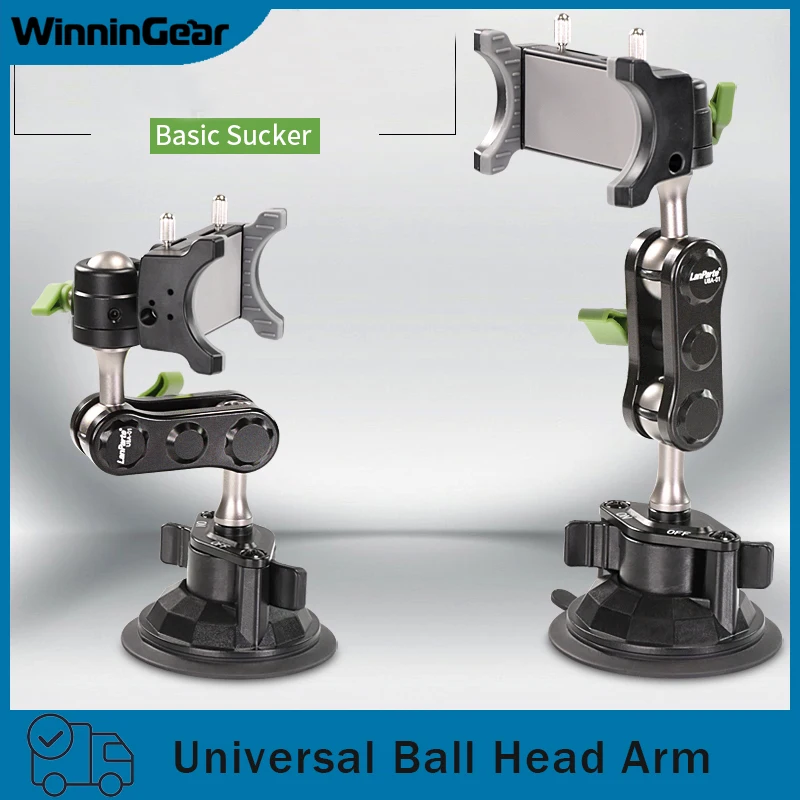 

Lanparte Universal Vehicle-Mounted Ball Head Arm Car Magic Arm Suction Cup With Phone Holder Flexible Bracket for Mobile Phone