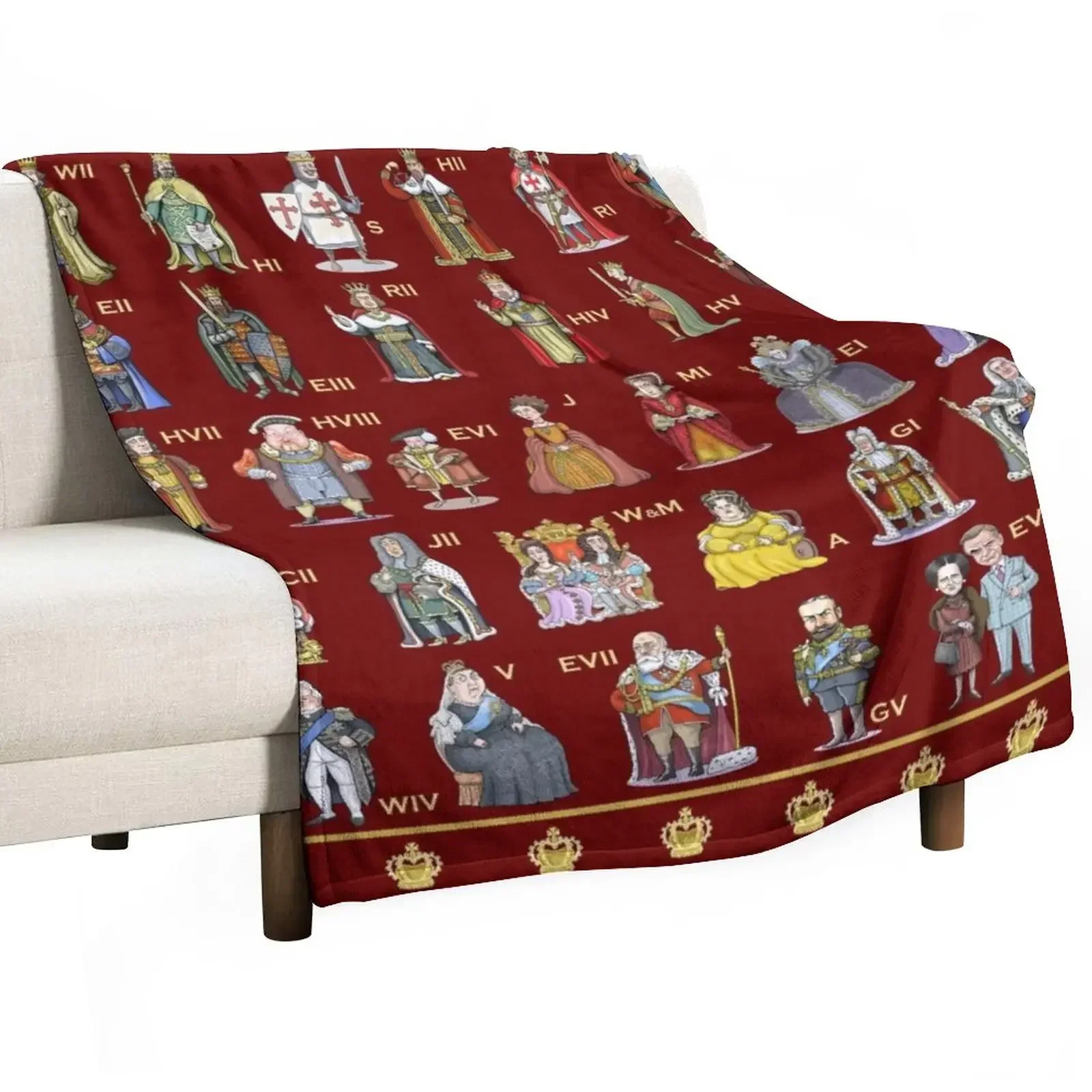 

English and British Monarchs: The Complete Set (Alternate version) Throw Blanket Heavy Beach Blankets