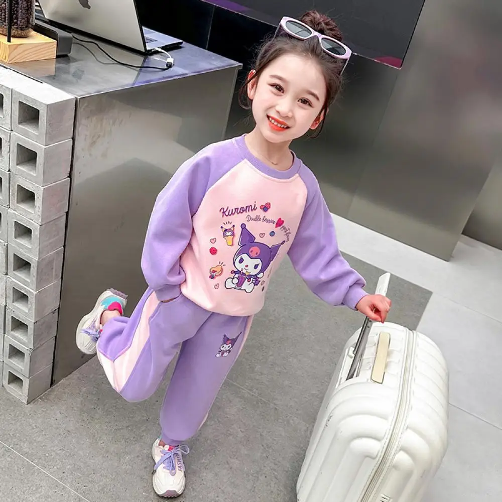 Sanrio My Melody Kuromi Sweatshirt Set Spring Autumn Cute Casual Relaxed Girls Long Sleeved Suit Kawaii Children Clothing Gifts 4