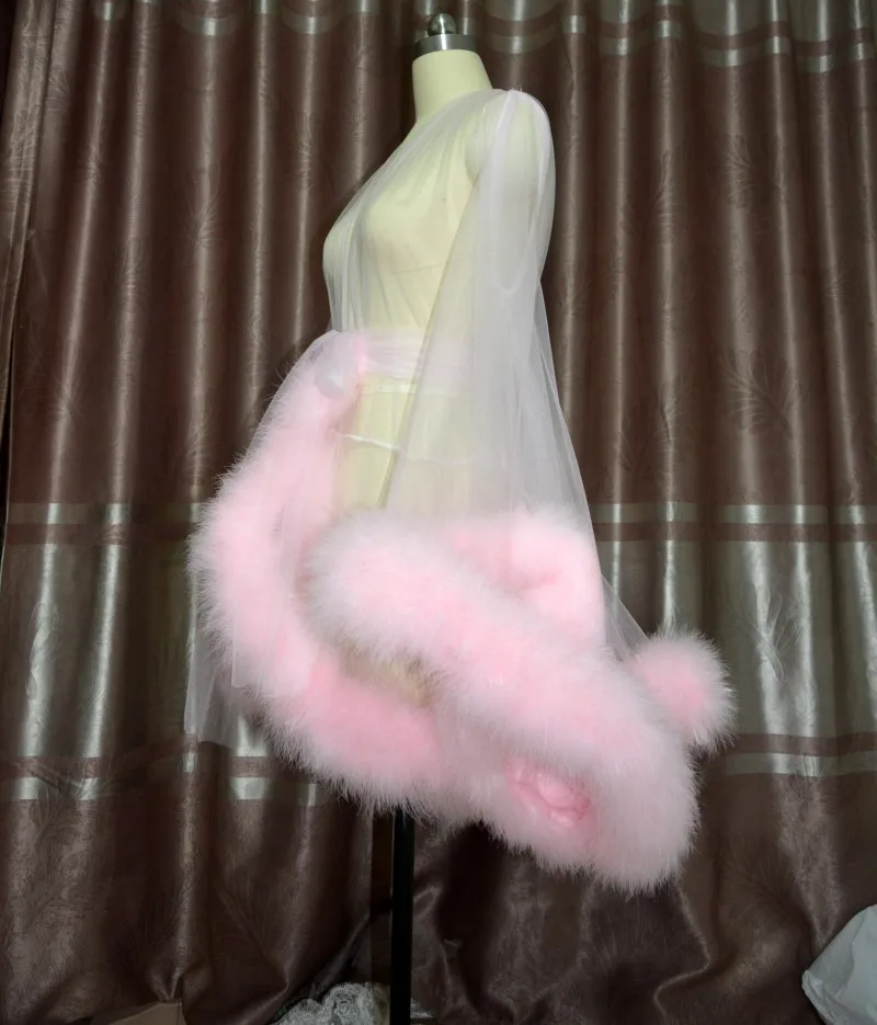 Pink Feather Robe Evening Dresses Pregnant Women Photo tunic Women's