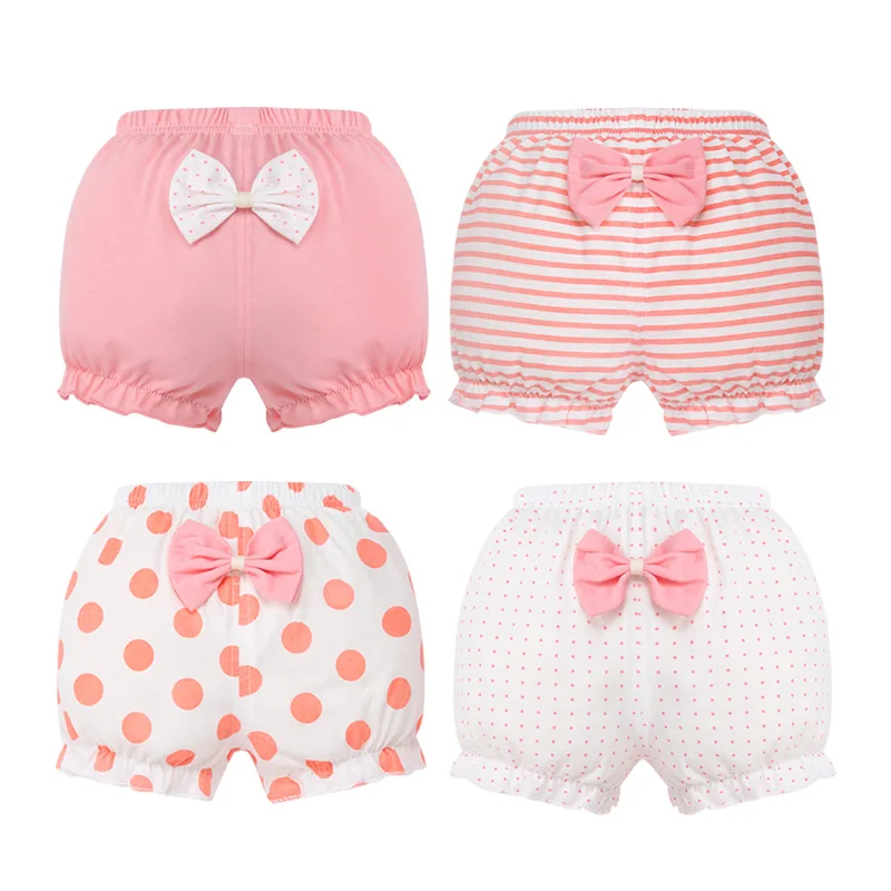 Cotton Shorts Baby Cotton Panties Girl Baby Shorts 100%Cotton Kids Infant Fashion Stripe Bow Panties For 6-24 Months Children Gift