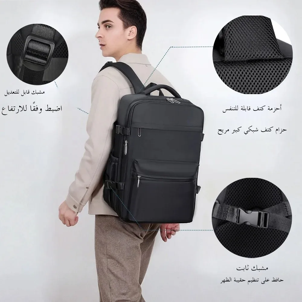 حقيبة ظهر مفرغة ذات سعة كبيرة وقابلة للتوسيع للرجا...