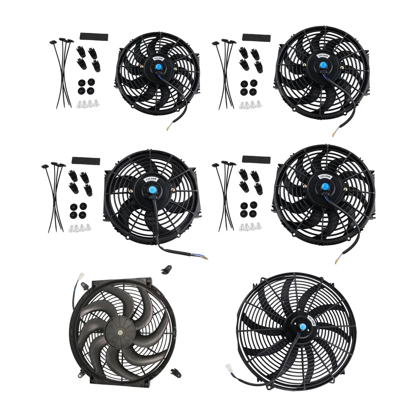 Cooling Radiator Fan Universal Direct Replacement Upgrade Spare Parts Repairment with Mounting Kits Engine Radiator Cooling Fan