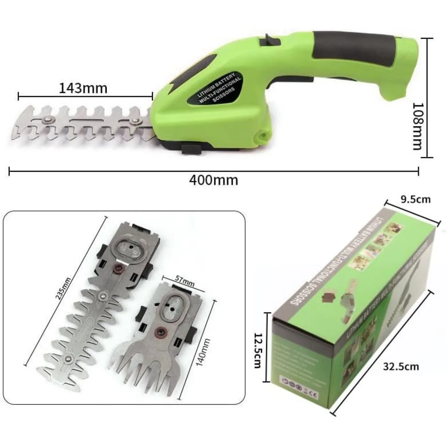 Cordless Grass Shear & Electric Hedge Trimmer 2 in 1 Handheld Hedge Trimmer 3.6V Electric Grass Cutter Rechargeable Battery 5