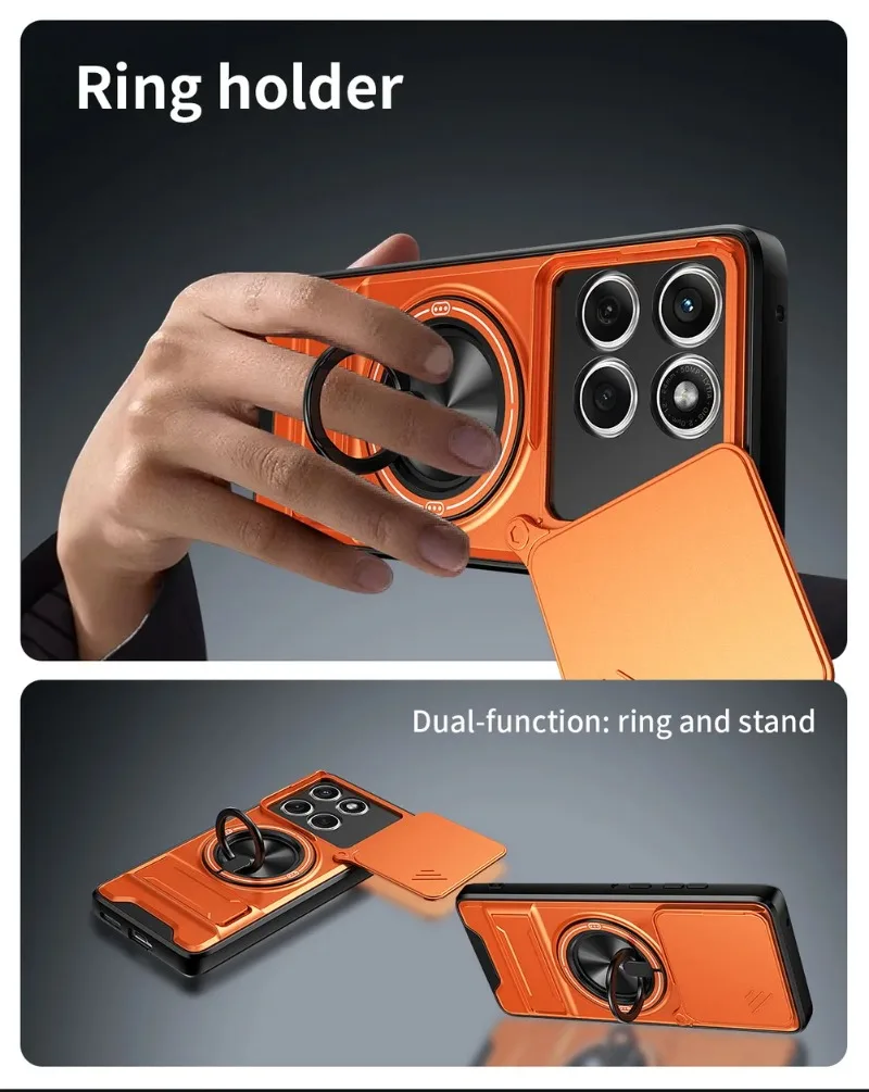Sleek Magnetic Car Holder Case with Slide Lens Camera Protection Cover