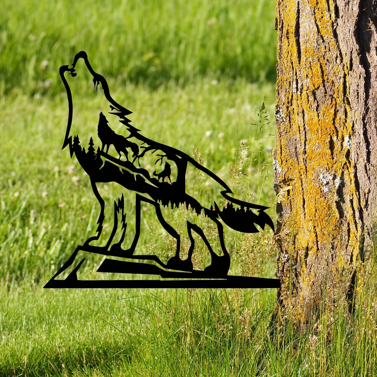 

Hello Young Decorative Garden Decor Stakes Add A Touch of Wild Beauty To Your Garden with This Wolf Metal Forest Art Decoration