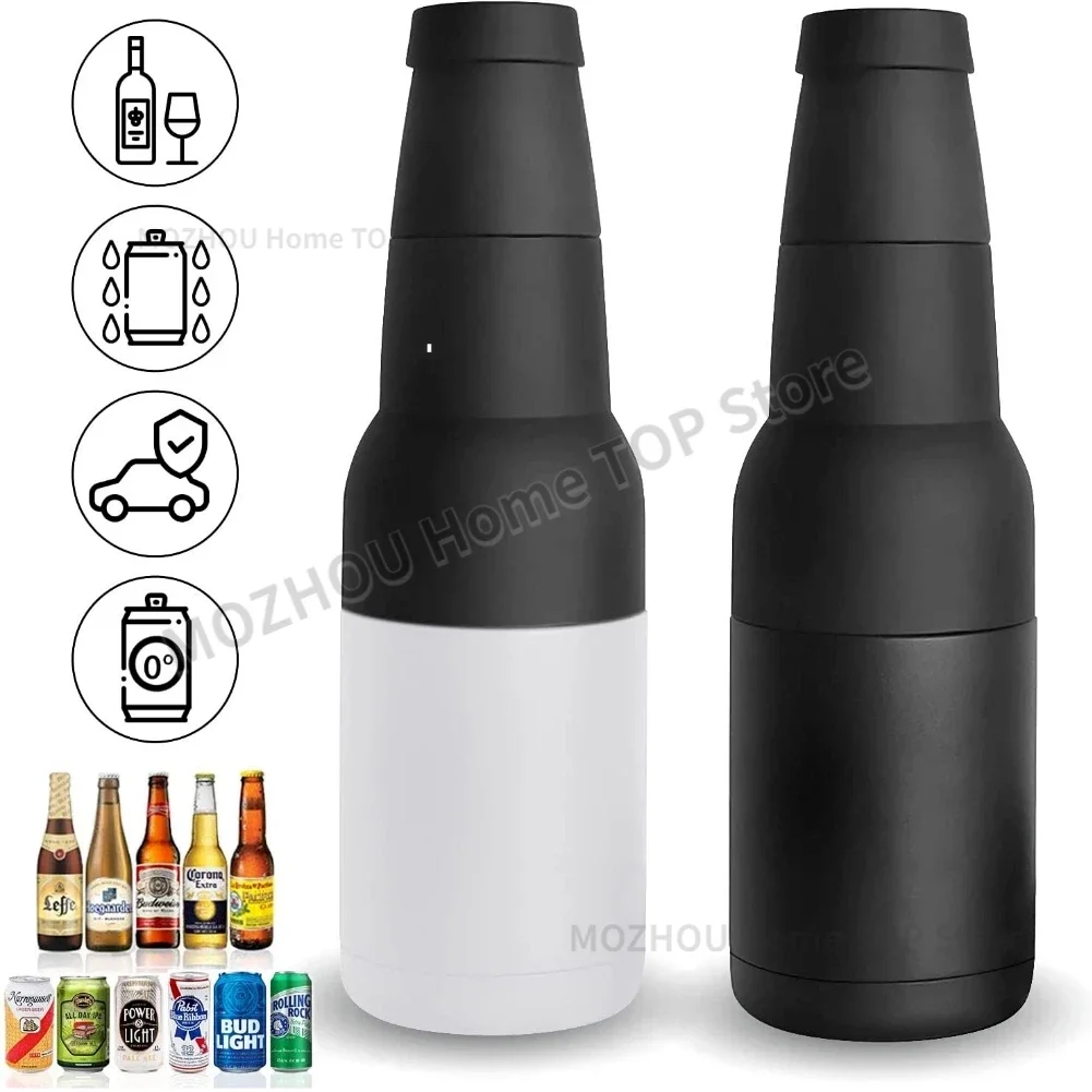 3 in 1 Stainless Steel Beer Drink Can Bottle Holder with Cola Opener Double Wall Vacuum Insulated Bottle for Beer Can Cooler Bar,beer can holder,wine beer cooler