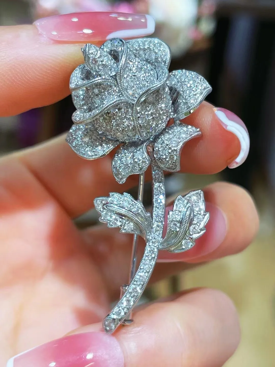 gemstone luxury jewelry natural diamond rose flower brooch 18K white gold fine women jewelry free shipping 8 S338a6b3e143146ca9b42f04269ff304dC gemstone luxury jewelry natural diamond rose flower brooch 18K white gold fine women jewelry free shipping