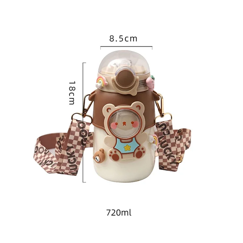 700ml Kids Water Bottle for School Boys Girl Cup With Straw BPA Free Cute Cartoon Leakproof Mug Portable Travel Drinking Tumbler