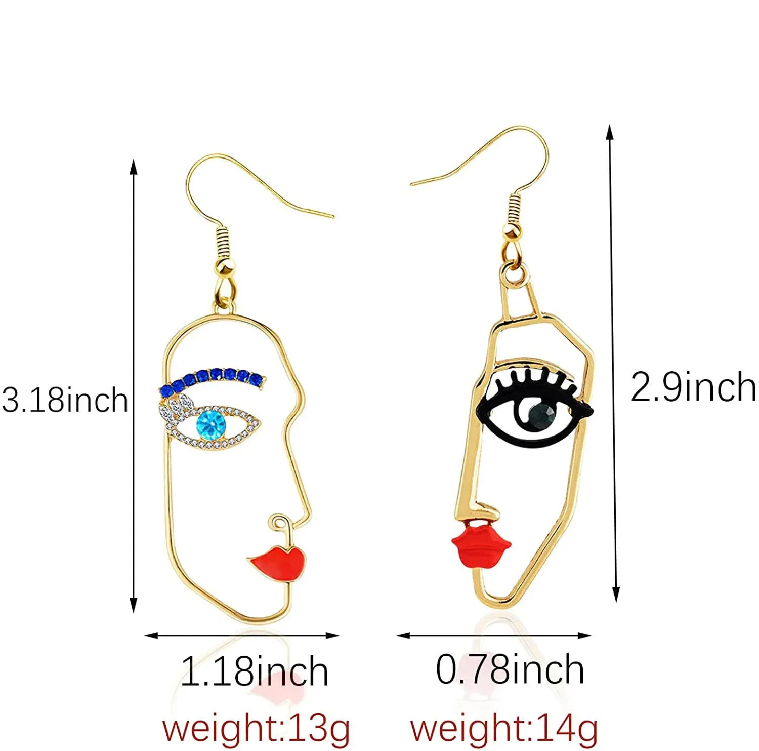 Hollow Human Face Earrings for Women Girls Abstract Art Earring 2PC Hypoallergenic Dangle Contour Jewelry dangle earrings