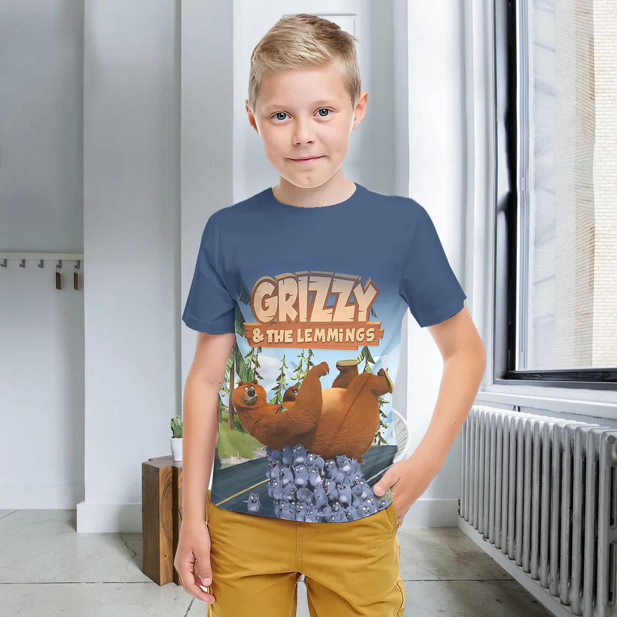 3D Print Grizzy and the Lemmings Baby Clothing 5 to 14 Years Male Outdoor Clothes for Children Boy Girl Child T-Shirt Top Shirts 5