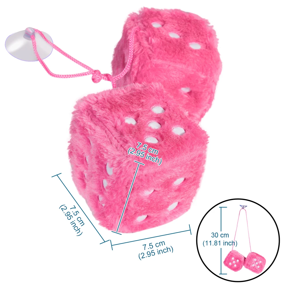 Fuzzy Plüsch würfel mit Punkten Retro quadratischen Plüsch hängenden  Spiegel Fuzzy Würfel Kinderspiel zeug für rosa Auto Innen verzierung  Dekoration - AliExpress