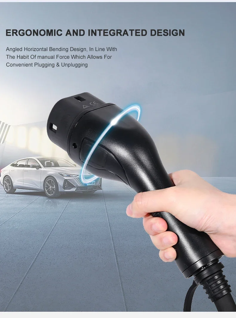 IEC62196 Type 2 to Type2 Spiral EV Charger Cable 3Phase 11KW 22KW For Electric Vehicle Charging Station