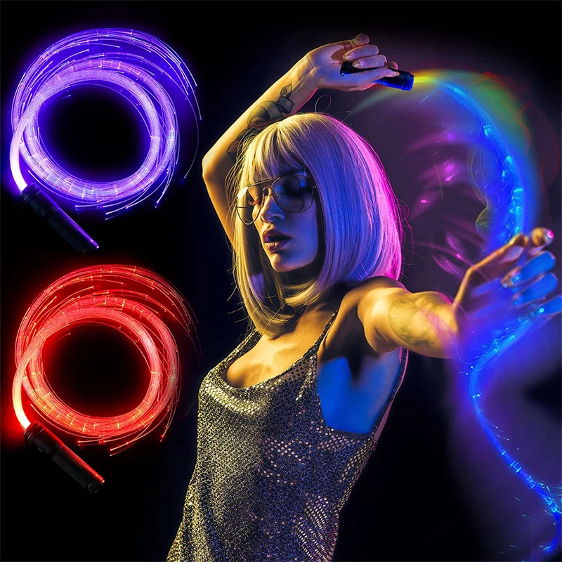 185CM LED Fiber Optic Whip USB Rechargeable Optical Hand Rope Pixel Light-up Whip Flow Toy Dance Party Lighting Show For Party