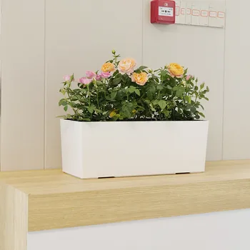 Self Watering Planter Flower Pot with Water Level Indicator Rectangular Large Bonsai Planting Container for Home Garden Office