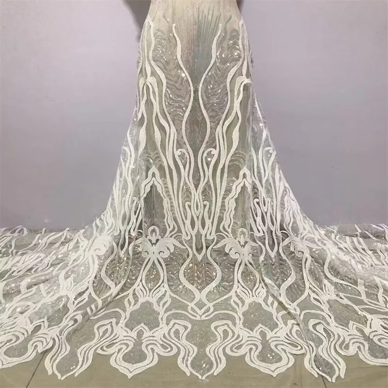 

latest blue sequins African Lace Fabric 2023 Gold/White High Quality Nigerian for Women Party Embroidery french Lace Fabric