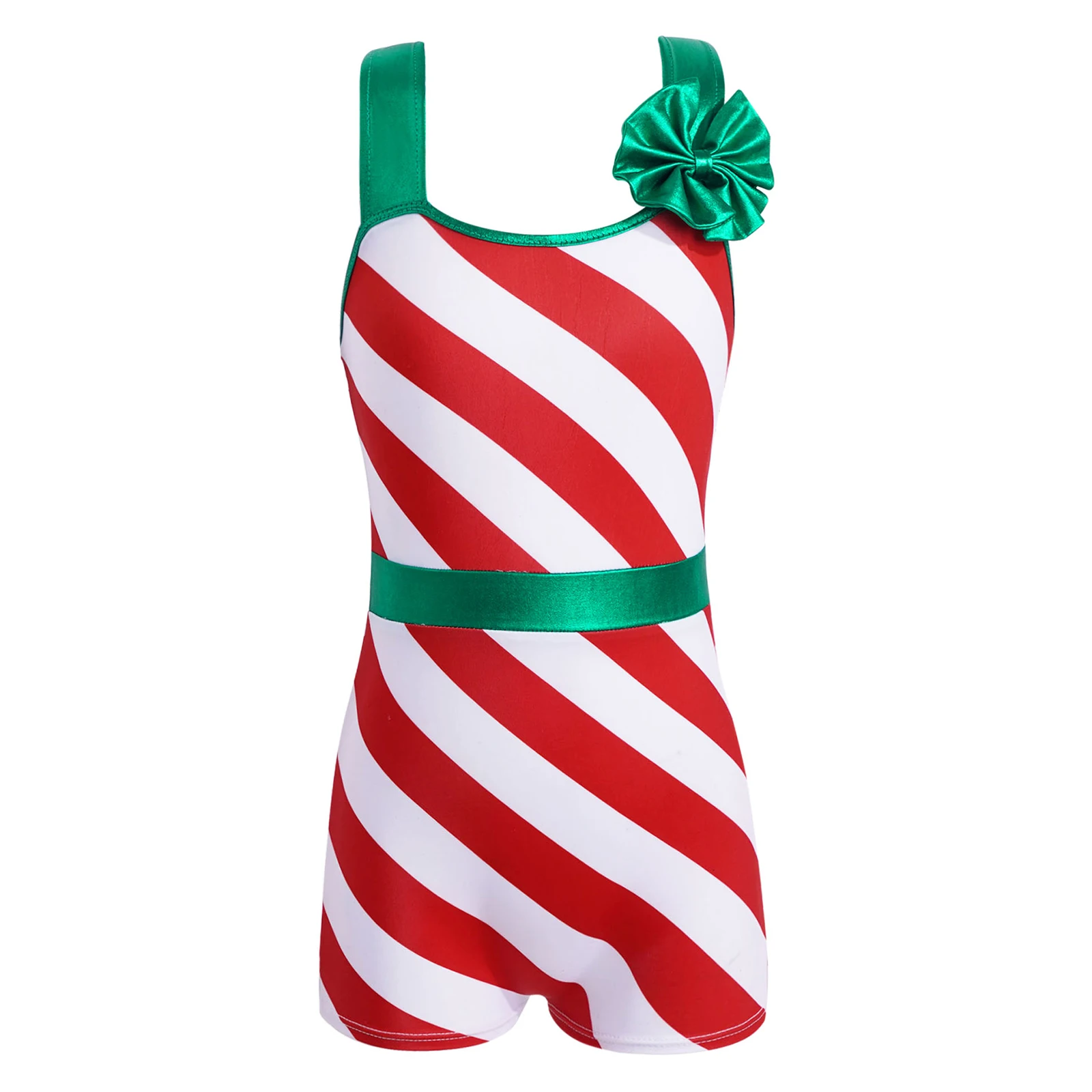 

Kids Girls Christmas Candy Cane Leotards Striped Ballet Dance Unitards Romper Jumpsuit Ballerina Performance Competition Costume