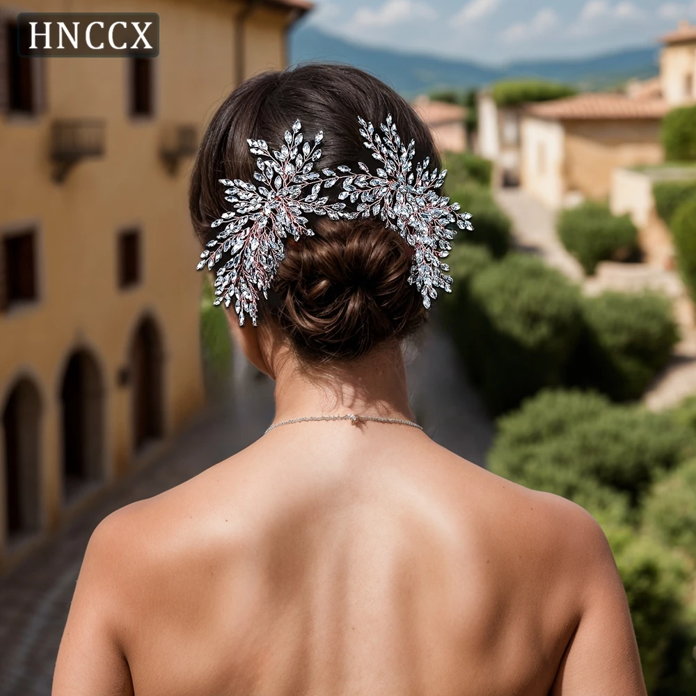 HNCCX Bridal Hair Comb Alloy Rhinestones Headpiece Shining Hair Accessories Headwear Handmade Headdress For Wedding Party CP392